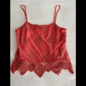 Pins & Needles. XS. Orange color family crop top tank.